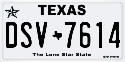 TX license plate DSV7614