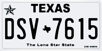 TX license plate DSV7615