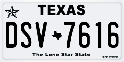 TX license plate DSV7616