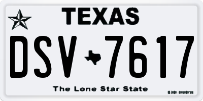 TX license plate DSV7617