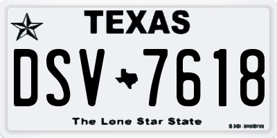 TX license plate DSV7618