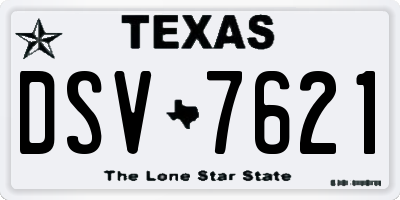 TX license plate DSV7621