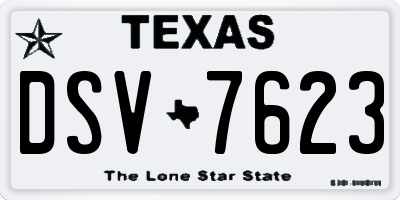TX license plate DSV7623