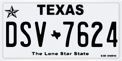 TX license plate DSV7624
