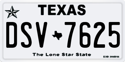 TX license plate DSV7625