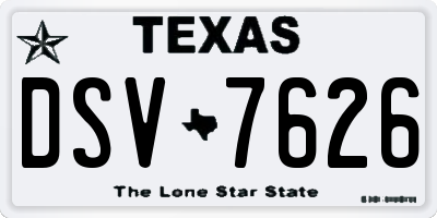 TX license plate DSV7626