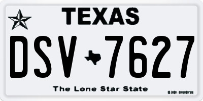 TX license plate DSV7627