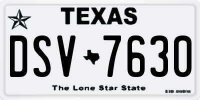 TX license plate DSV7630