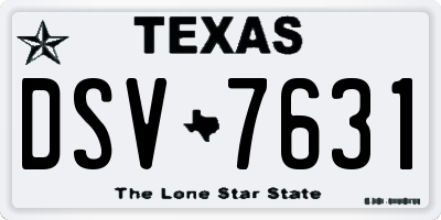 TX license plate DSV7631