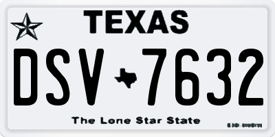 TX license plate DSV7632