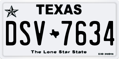 TX license plate DSV7634