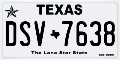 TX license plate DSV7638