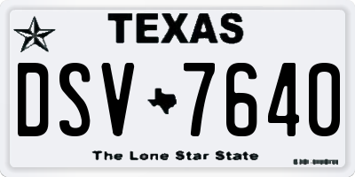 TX license plate DSV7640