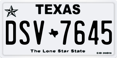 TX license plate DSV7645
