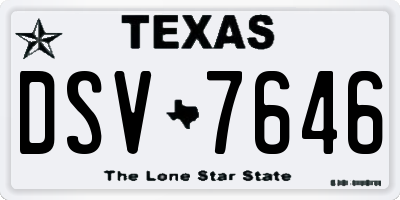 TX license plate DSV7646