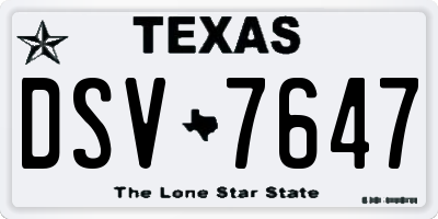 TX license plate DSV7647