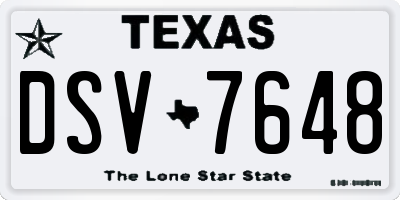 TX license plate DSV7648