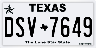TX license plate DSV7649