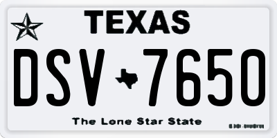 TX license plate DSV7650