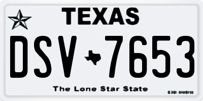 TX license plate DSV7653