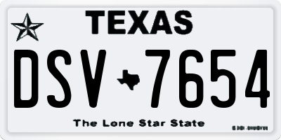 TX license plate DSV7654