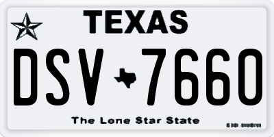TX license plate DSV7660