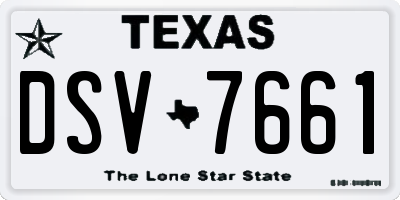 TX license plate DSV7661