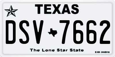 TX license plate DSV7662