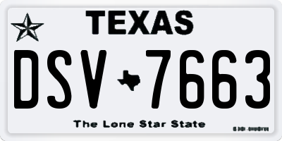 TX license plate DSV7663
