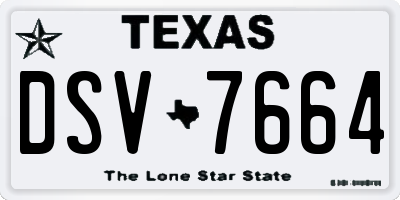 TX license plate DSV7664