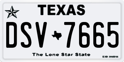 TX license plate DSV7665