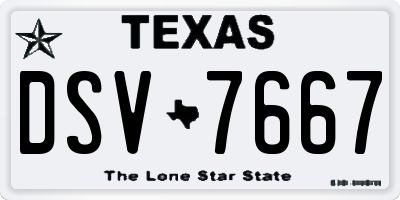 TX license plate DSV7667