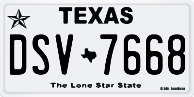 TX license plate DSV7668