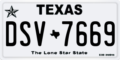 TX license plate DSV7669