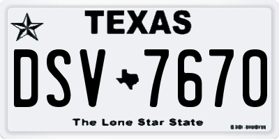 TX license plate DSV7670