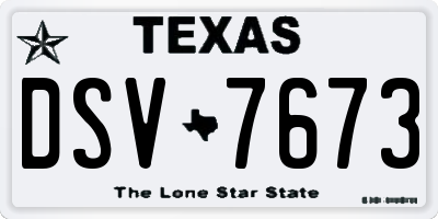 TX license plate DSV7673