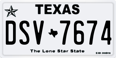 TX license plate DSV7674