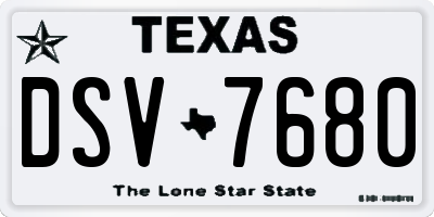 TX license plate DSV7680