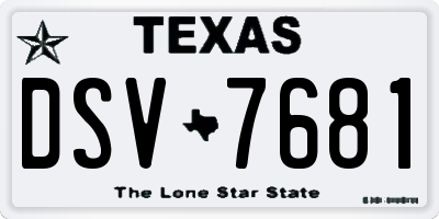TX license plate DSV7681