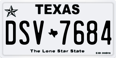 TX license plate DSV7684