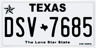 TX license plate DSV7685
