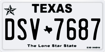 TX license plate DSV7687