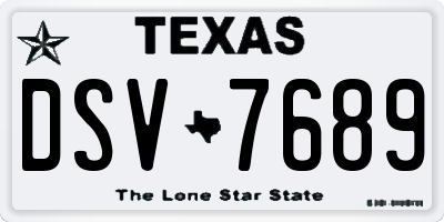 TX license plate DSV7689