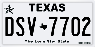 TX license plate DSV7702