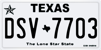 TX license plate DSV7703