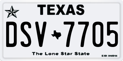 TX license plate DSV7705