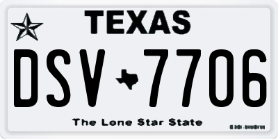 TX license plate DSV7706
