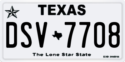TX license plate DSV7708
