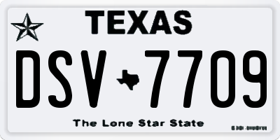 TX license plate DSV7709