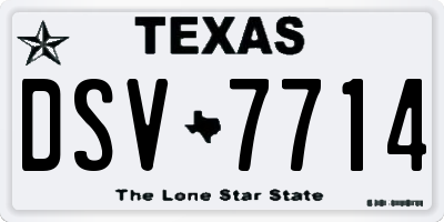 TX license plate DSV7714
